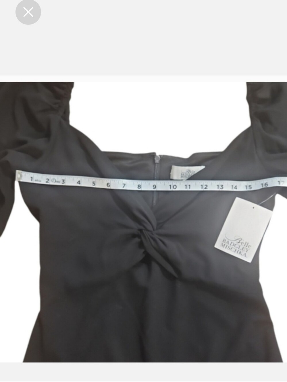 Belle Badgley Mischka Dalia Black Ruched Bodycon Mini Dress Size 8 NWT - Picture 9 of 12